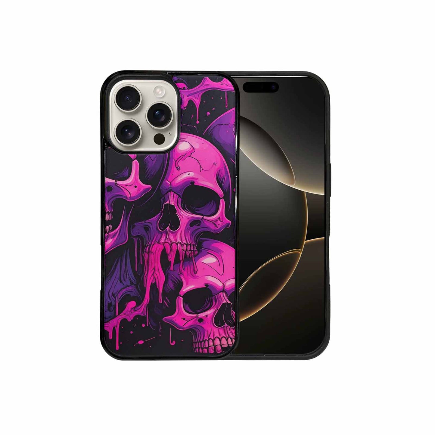 iPhone 16 Pro Max Case — Pink Purple Skeletons Neon Drip Melting, Custom Phone Case