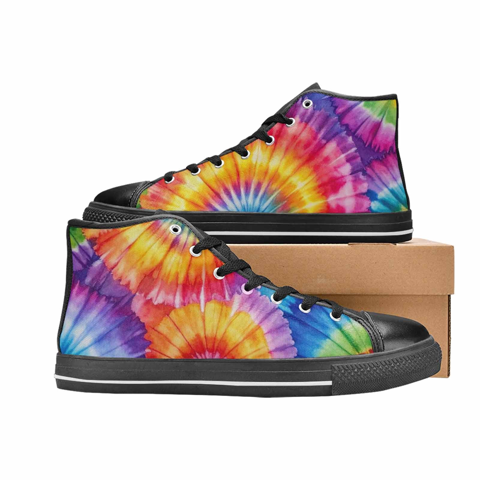 MEN'S Tie Dye - High Top Canvas Cottagecore Custom Shoes