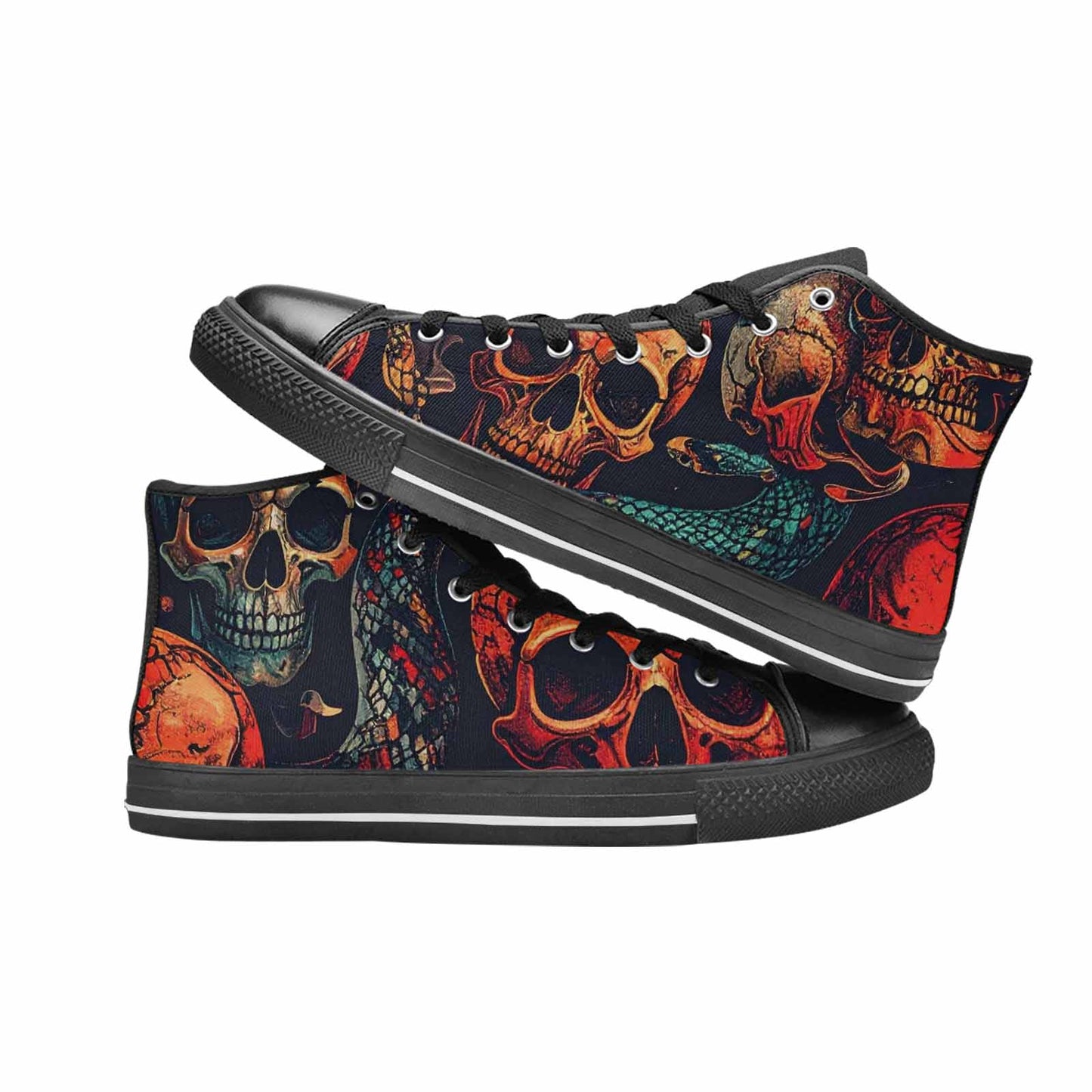 MEN'S Snake Skulls Print High Top Canvas Dark Academia Shoes