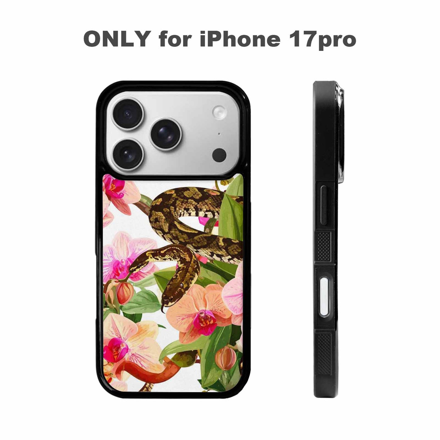 iPhone 17 Pro Case — Snakes Print Floral Seamless Pattern Floral, Custom Art Phone Cover