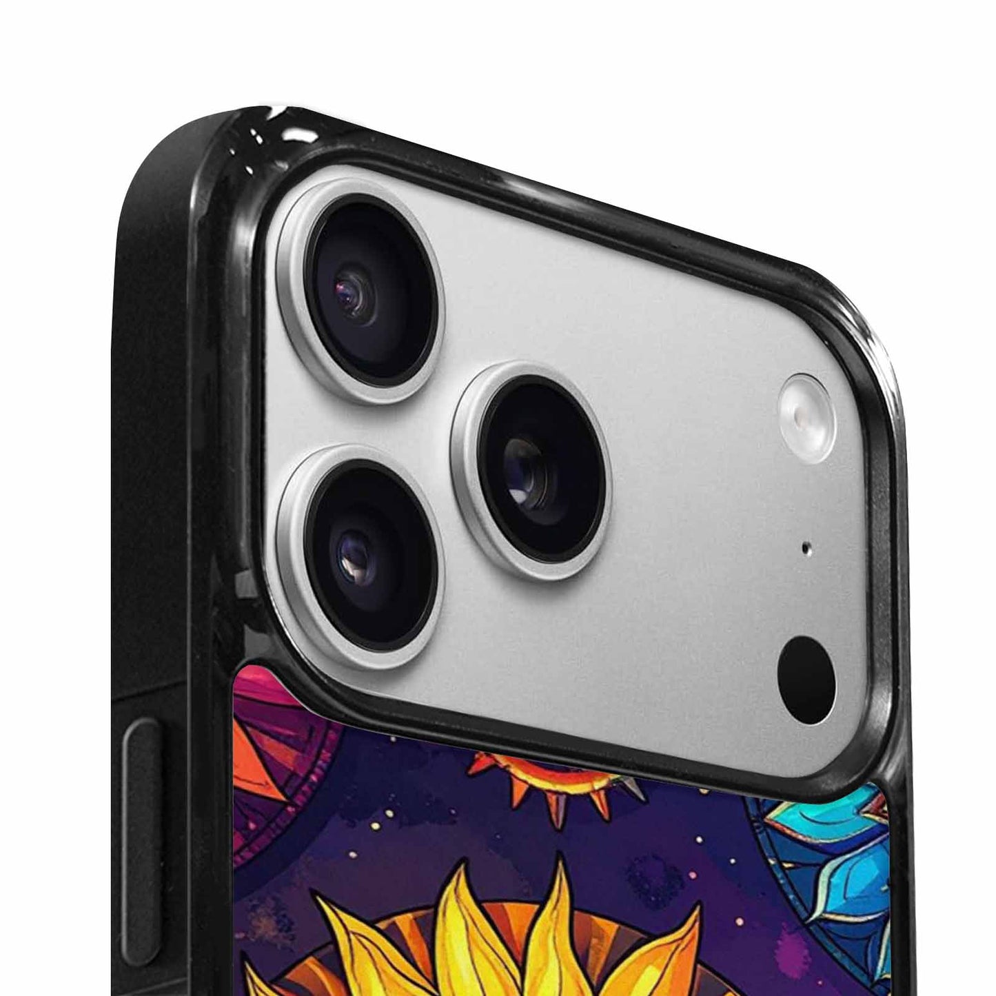 iPhone 17 Pro Case — Iridescent Fantasy Sun Disc Original Art, Custom Printed Phone Case