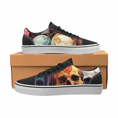 WOMEN'S Skulls Roses Melting Skulls Lace-Up Canvas Wallpaper Art Custom Sneakers