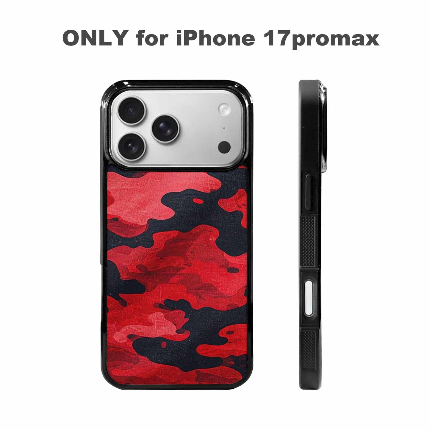 iPhone 17 Pro Max Case — Tactical Camo Red Black Custom Camo, Custom Printed Phone Case
