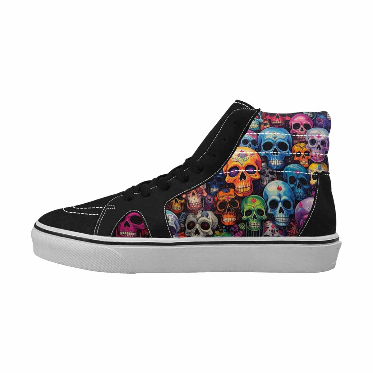 MEN'S Skulls (general) High Top Canvas Vivid Custom Sneakers