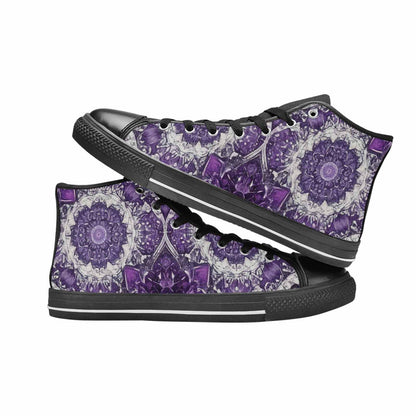 WOMEN'S Mandala High Top Canvas Vibrant Chaos Custom Sneakers