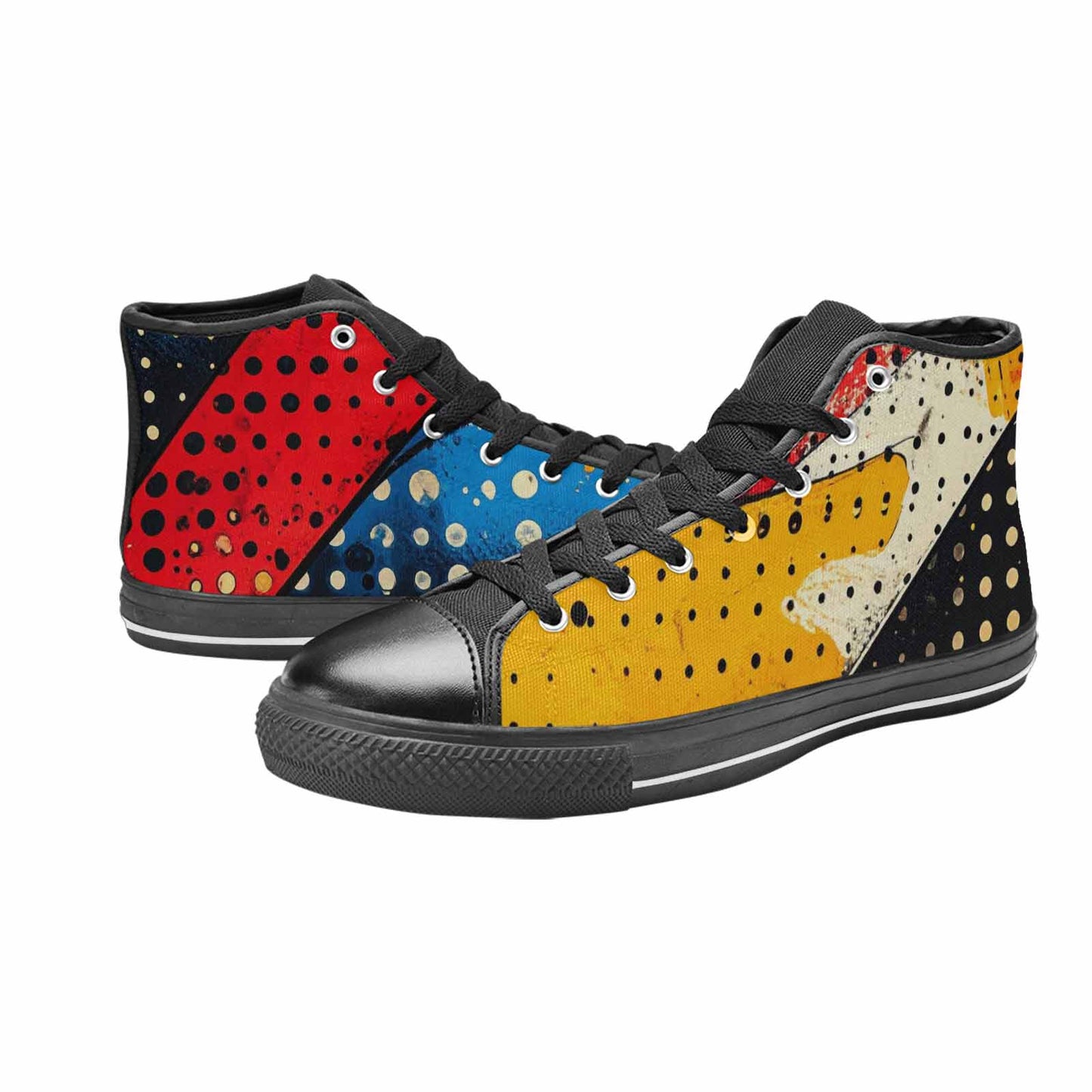 WOMEN'S Comic Book Halftone High Top Canvas Dark Academia Shoes