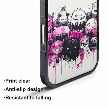 iPhone 17 Pro Max Case — Black &amp; Pink Ink Cartoon Cute, Original Design Phone Case