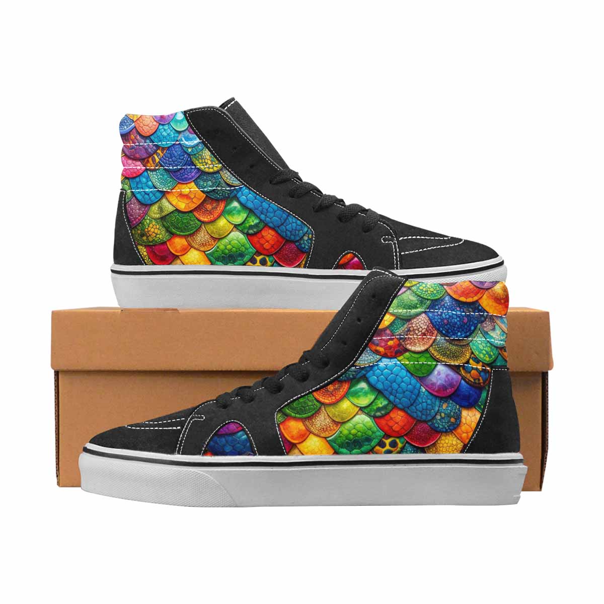 WOMEN'S Reptile Full Color High Top Canvas Bold Print Vivid Custom Canvas Shoes