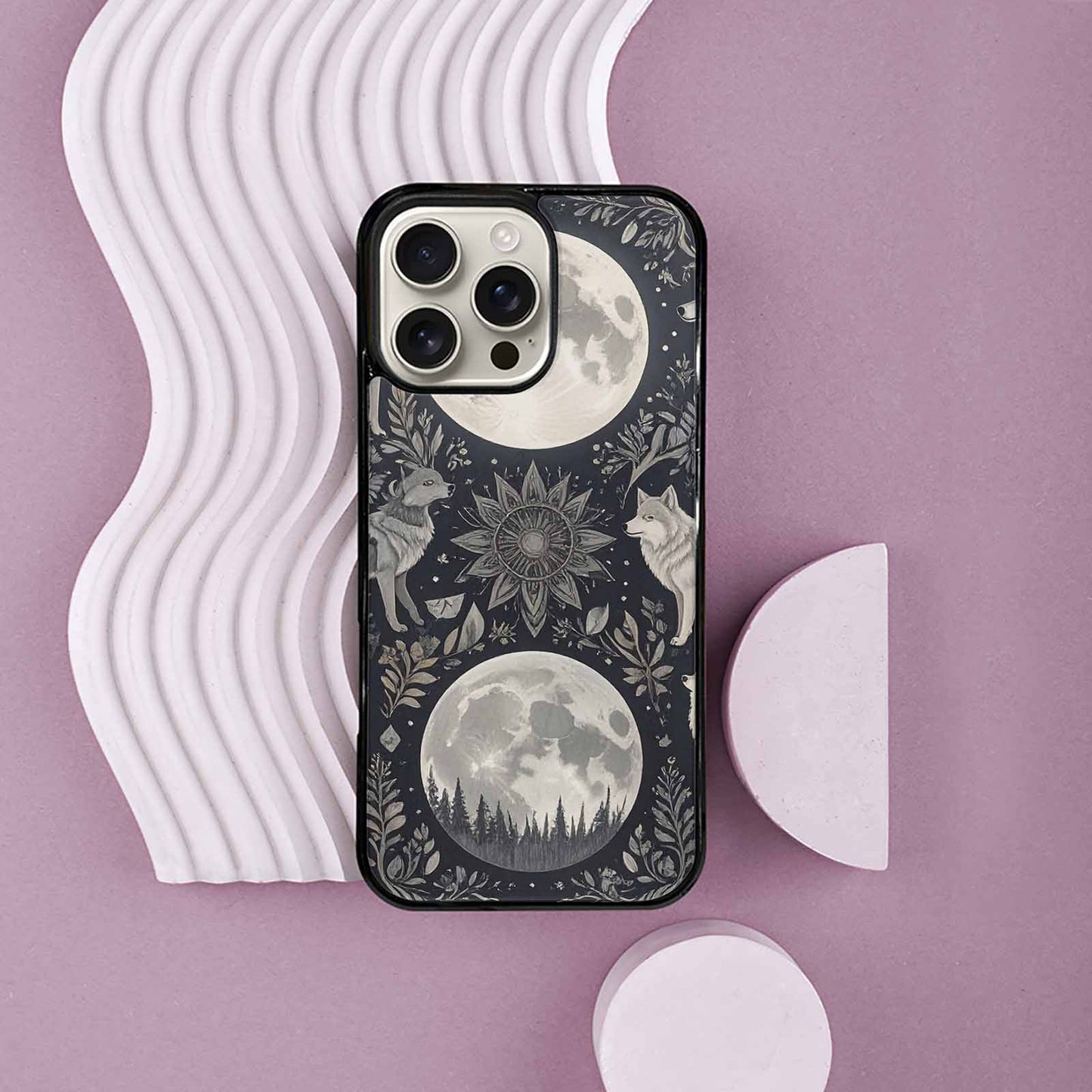 iPhone 16 Pro Max Case — Wolves Everywhere Collage Overlap Small Wolf, Custom Made Phone Cover