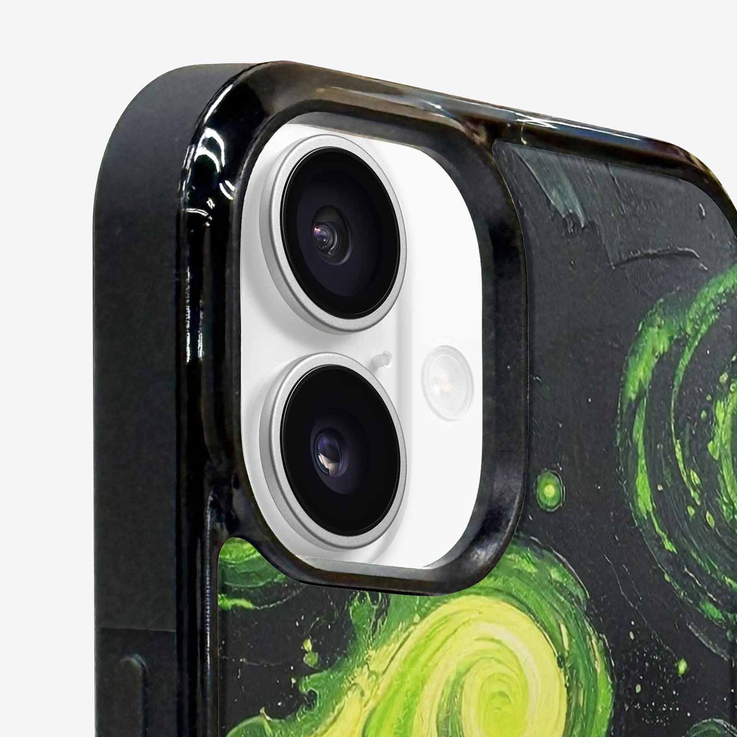 iPhone 16 Case — Melting Galaxy Acid Green, Personalized Phone Case