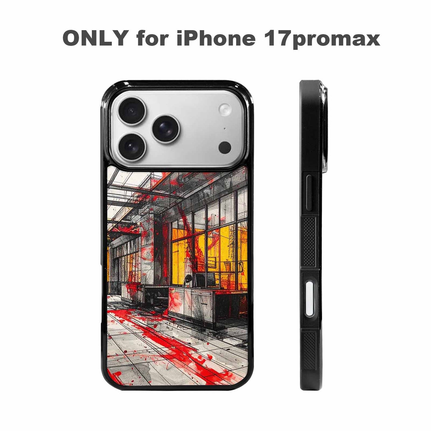iPhone 17 Pro Max Case — Black &amp; Red Ink Galaxy Space, Personalized Phone Case