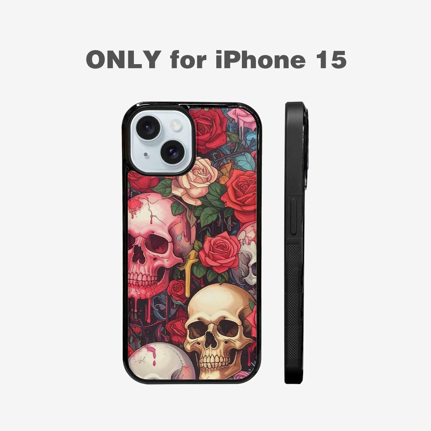 iPhone 15 Case — Skulls And Roses Skulls And Roses, Customized Protective Case
