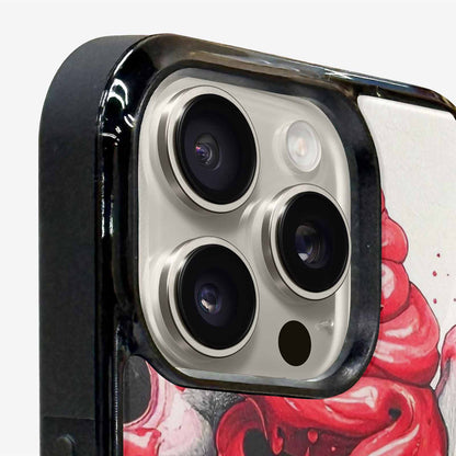 iPhone 16 Pro Case — Ice Cream Monsters Black Red Ink, Custom Phone Case