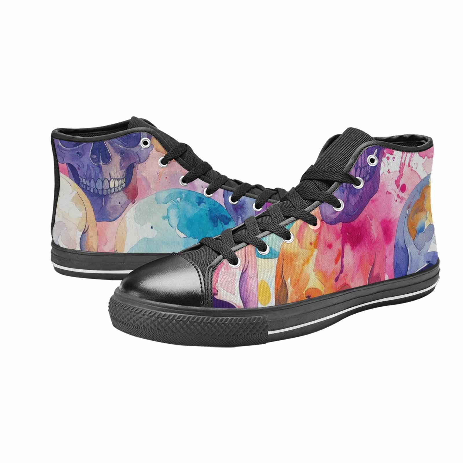 WOMEN'S Kulls - Watercolor High Top Canvas Dark Academia Sneakers