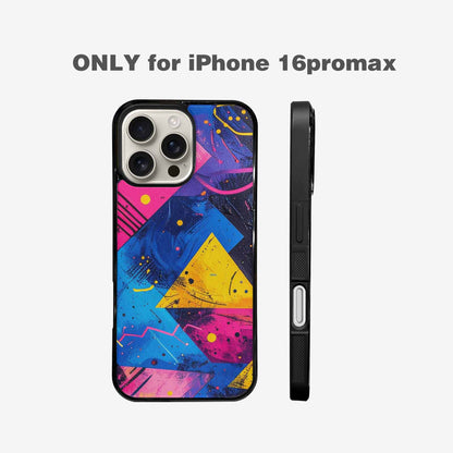 iPhone 16 Pro Max Case — Memphis Squiggles Triangles Dots, Original Design Phone Case