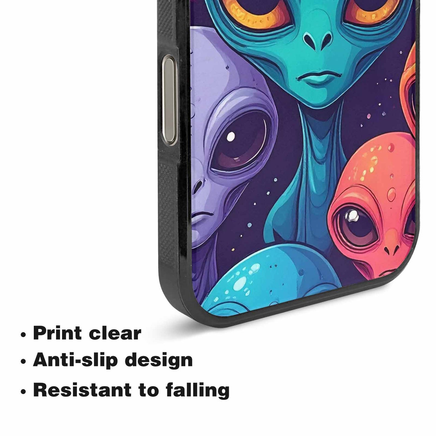 iPhone 16 Pro Max Case — Alien Ufo Cartoon Art Pattern Groovy, Custom Printed Phone Case