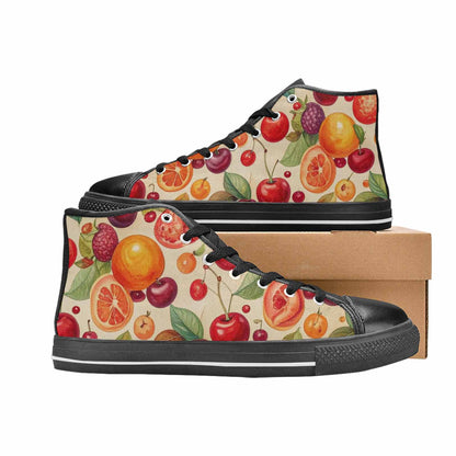 MEN'S Cherry Fruit Print High Top Canvas Wallpaper Art Shoes