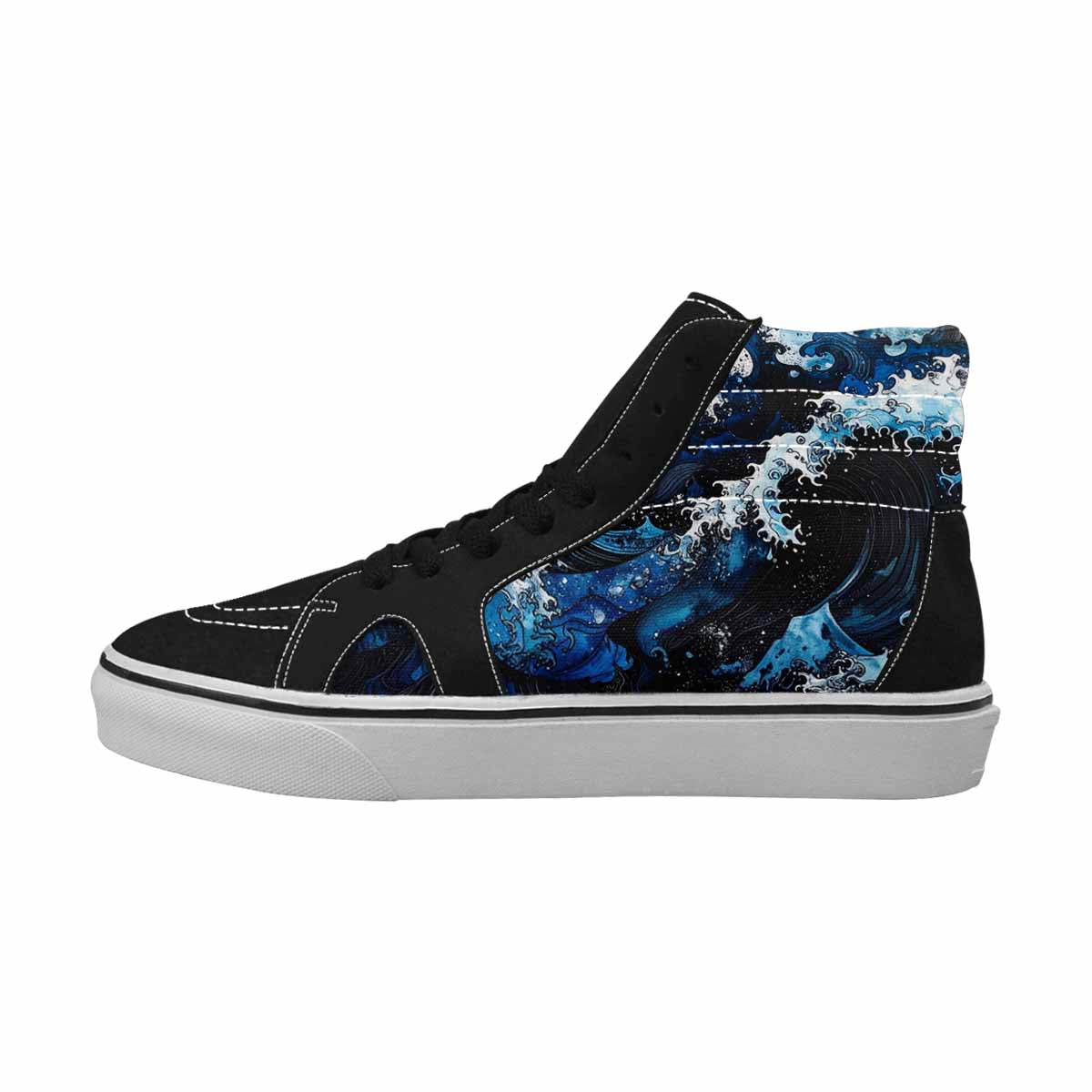 MEN'S Nautical Wave High Top Canvas Cottagecore Sneakers