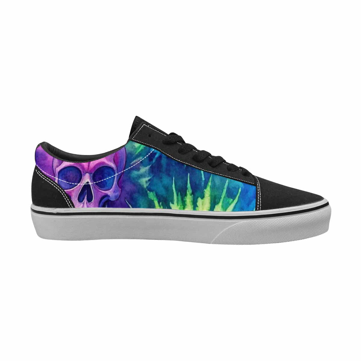 MEN'S Tie Dye Skulls Print Canvas Lace-Up Aesthetic Custom Sneakers