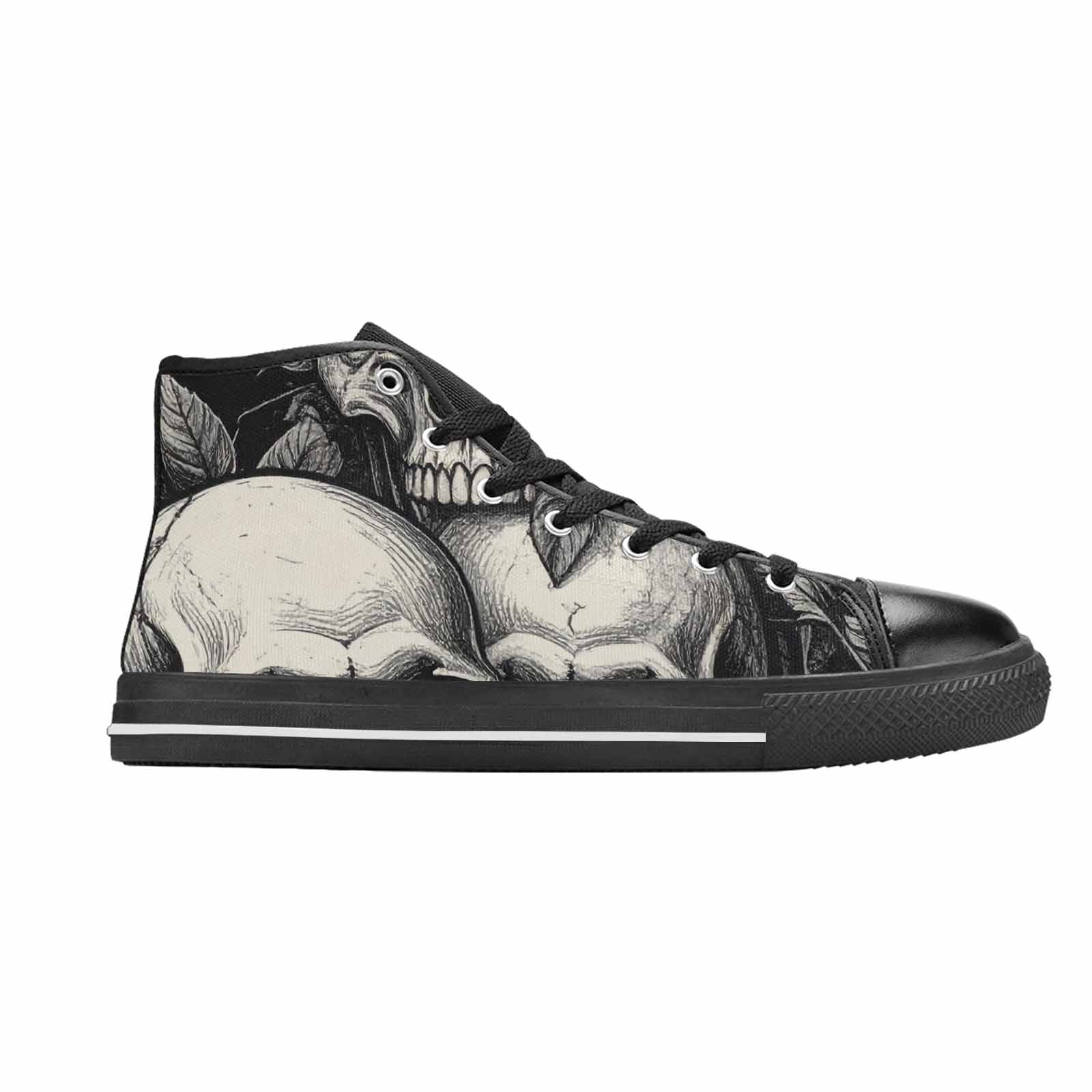 MEN'S Skulls Roses Black Ink High Top Canvas Y2K Shoes