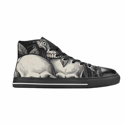 MEN'S Skulls Roses Black Ink High Top Canvas Y2K Shoes