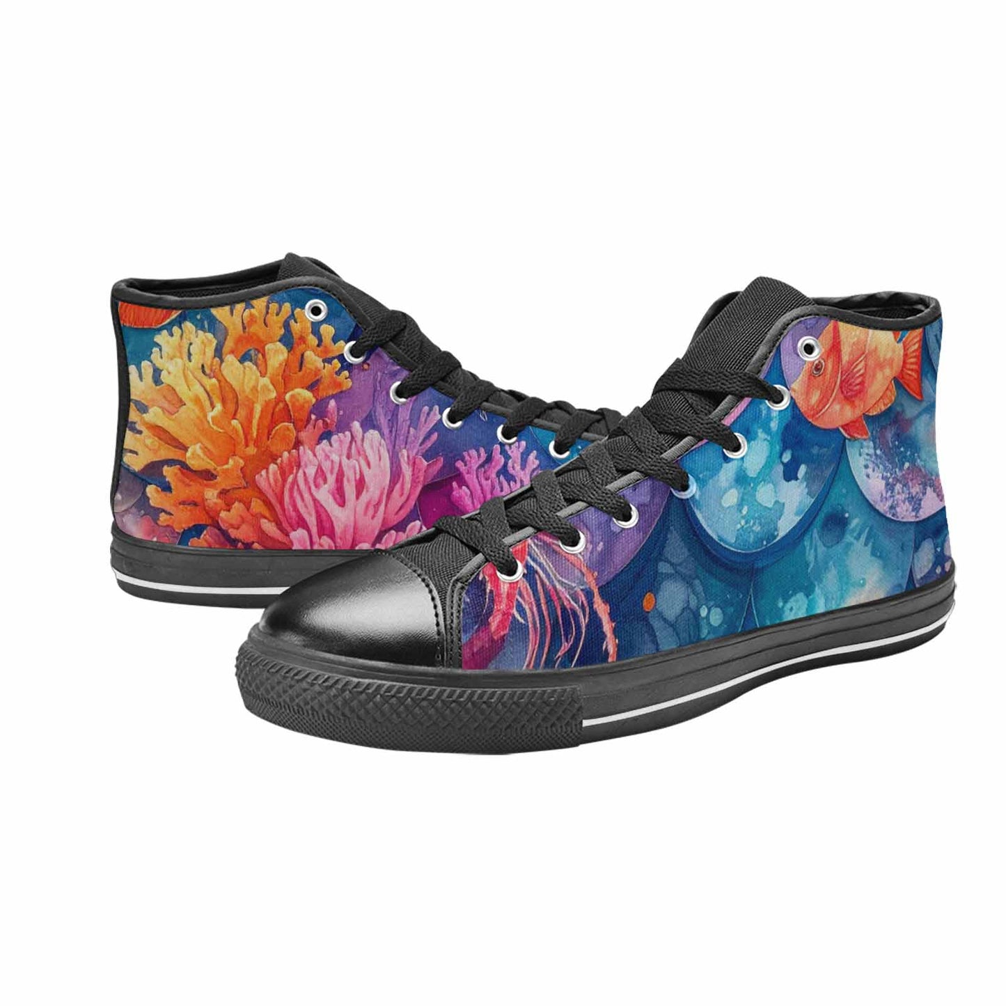 MEN'S Fish Scale Coral High Top Canvas Y2K Custom Sneakers