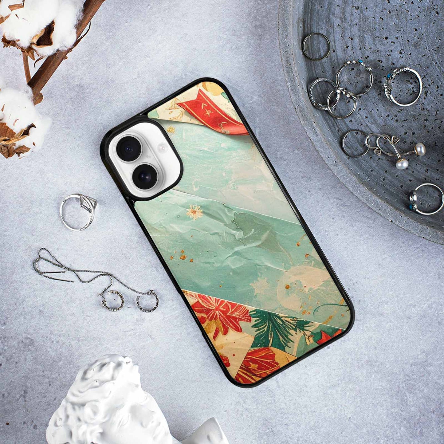 iPhone 16 Plus Case — Christmas Wrapping Paper Pattern Art Wallpaper, Custom Printed Phone Case