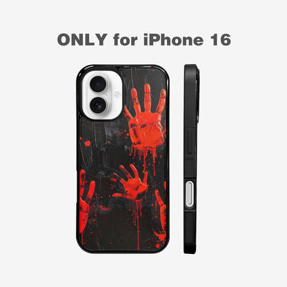 iPhone 16 Case — Splatter Paint Art Hand Prints Black, Custom Phone Case