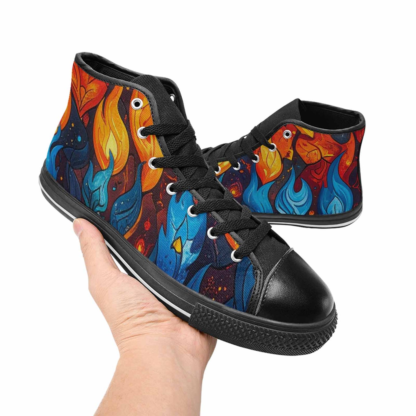 WOMEN'S Fire Flame High Top Canvas Cottagecore Shoes