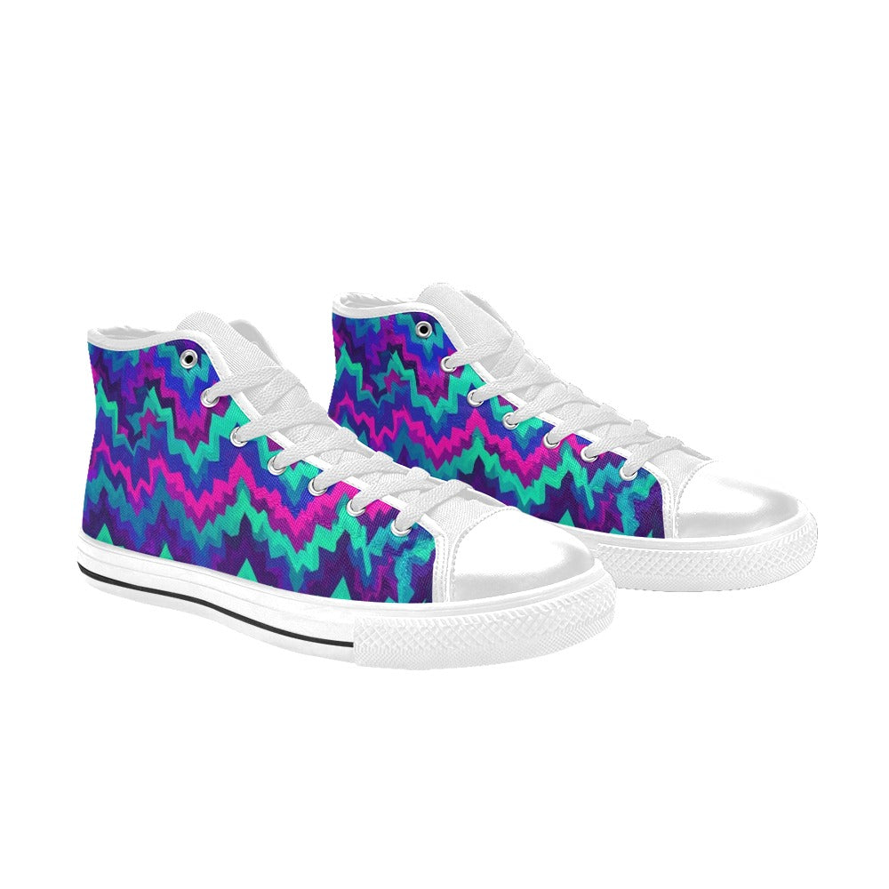 MEN'S Psychedelic Chevron Vortex High Top Canvas Vivid Sneakers