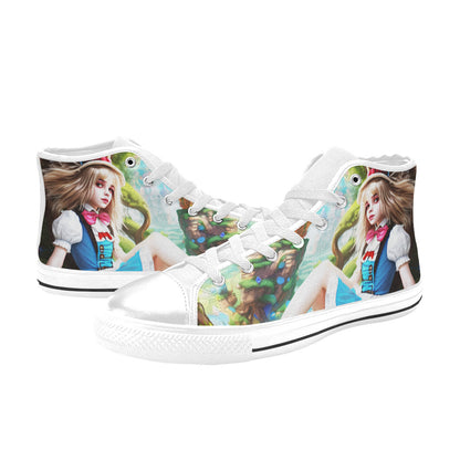 WOMEN'S Acid Creepy Wonderland Psychedelic High Top Canvas Neon Fantasy Custom Sneakers