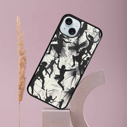 iPhone 15 Plus Case — Bold Dancing Figure Line Art Pattern, Customized Protective Case