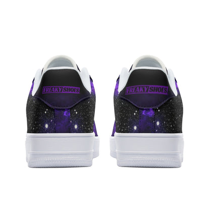 Deep Space Star Cluster Deluxe Custom Sneakers | Freaky Shoes® Unisex Low Top Leather Sneakers