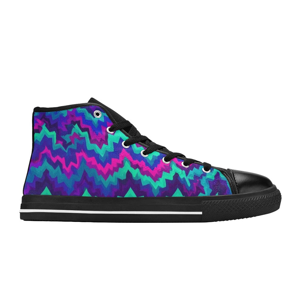 MEN'S Psychedelic Chevron Vortex Men’S High Top Canvas Y2K Custom Sneakers