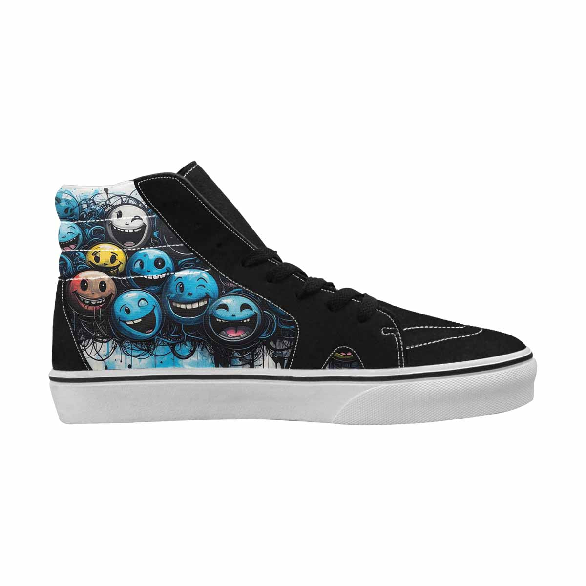 MEN'S Melting Moon Smiley High Top Canvas Dreamlike Custom Shoes