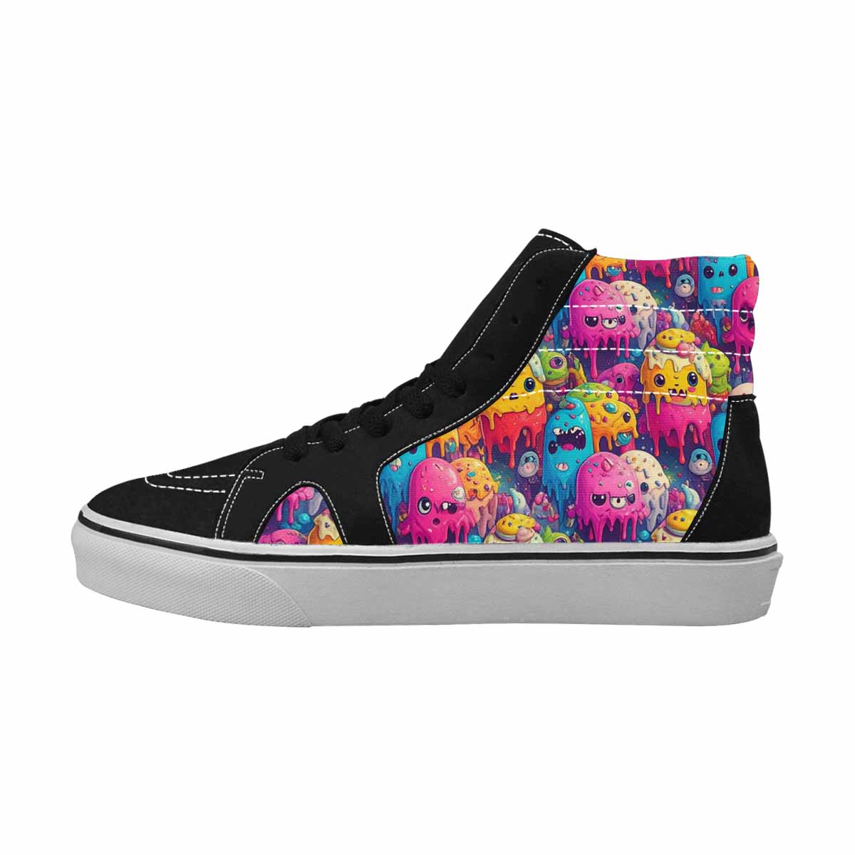 MEN'S Melting Ice Cream Monster High Top Canvas Kaleidoscope Sneakers