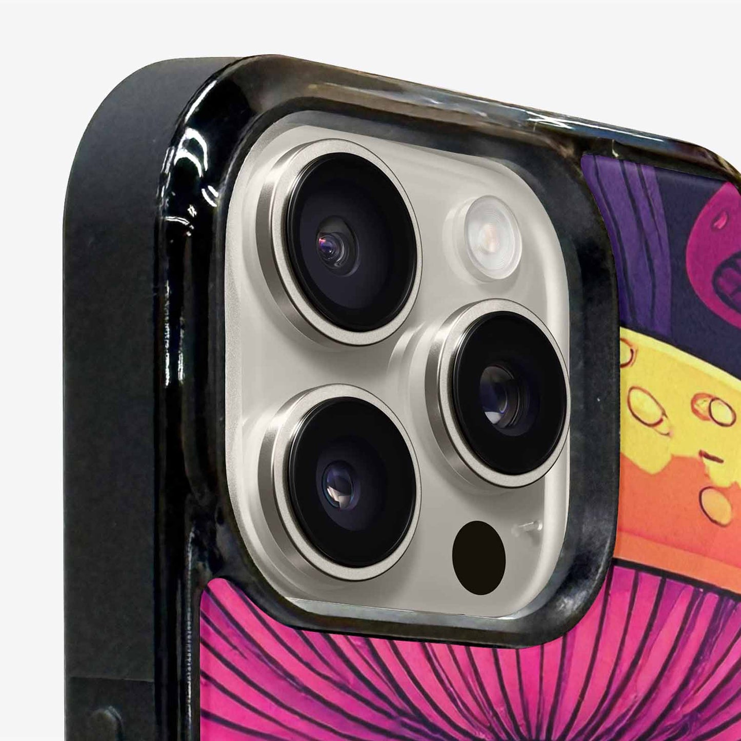 iPhone 16 Pro Max Case — Psychedelic Mushroom Cartoon Pattern, Customized Protective Case