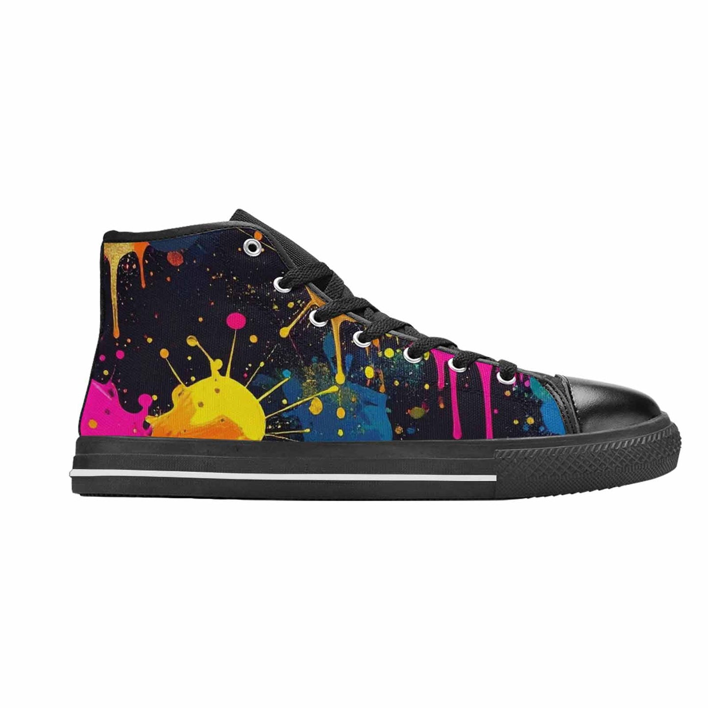 MEN'S Paint Splatter High Top Canvas Wallpaper Art Custom Sneakers
