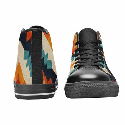 MEN'S Southwestern Geometric Diamond High Top Canvas Vibrant Chaos Custom Sneakers