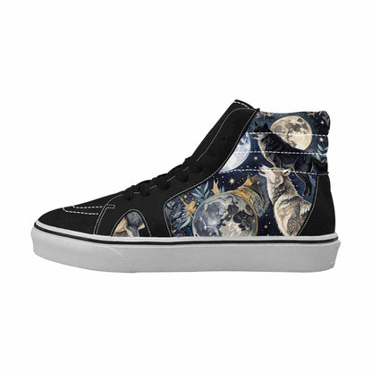 WOMEN'S Wolf Silhouette Moon High Top Canvas Wallpaper Art Sneakers