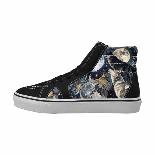 WOMEN'S Wolf Silhouette Moon High Top Canvas Wallpaper Art Sneakers