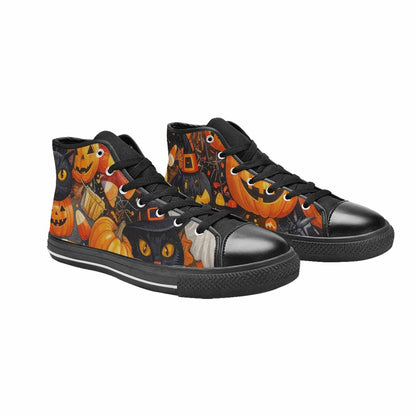 MEN'S Halloween High Top Canvas Wallpaper Art Custom Shoes