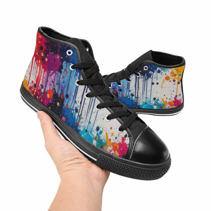 MEN'S Paint Splatter High Top Canvas Cottagecore Custom Sneakers