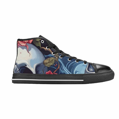 WOMEN'S Skulls Roses Chrome Airbrush High Top Canvas Aesthetic Shoes