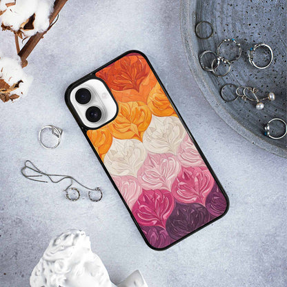 iPhone 16 Plus Case — Lesbian Flag Color Theme Small Rainbow, Original Design Phone Case
