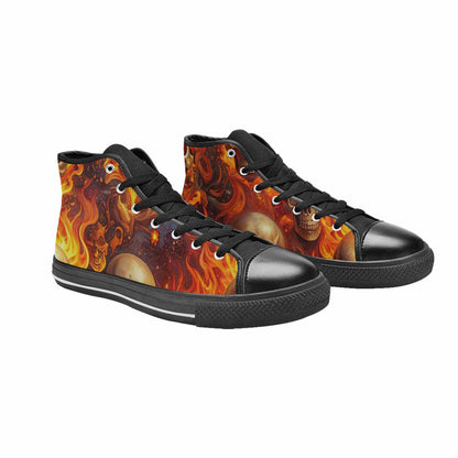 MEN'S Skulls - Flaming High Top Canvas Dreamcore Custom Shoes