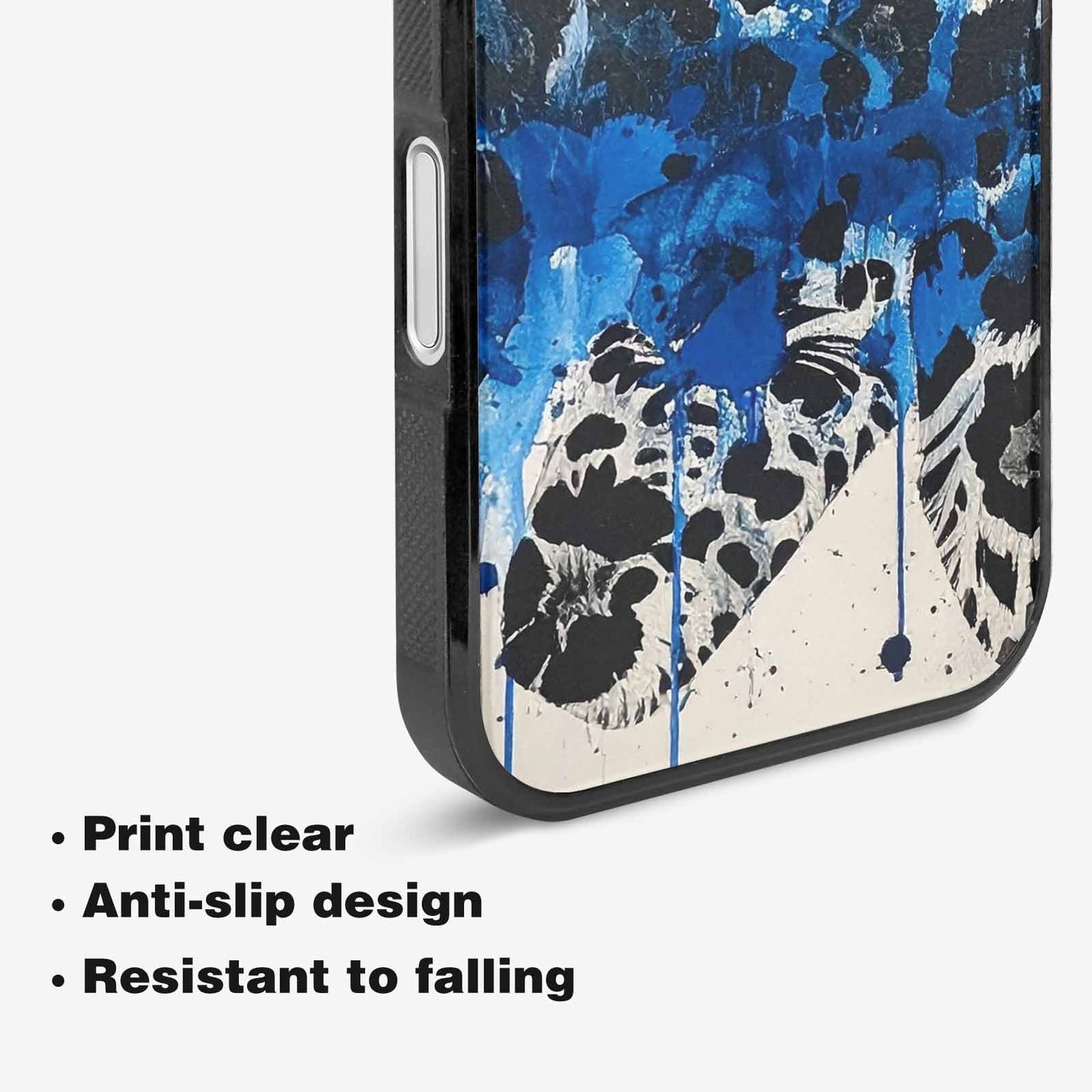 iPhone 16 Case — Animal Print Black Blue Ink Animal, Personalized Phone Case