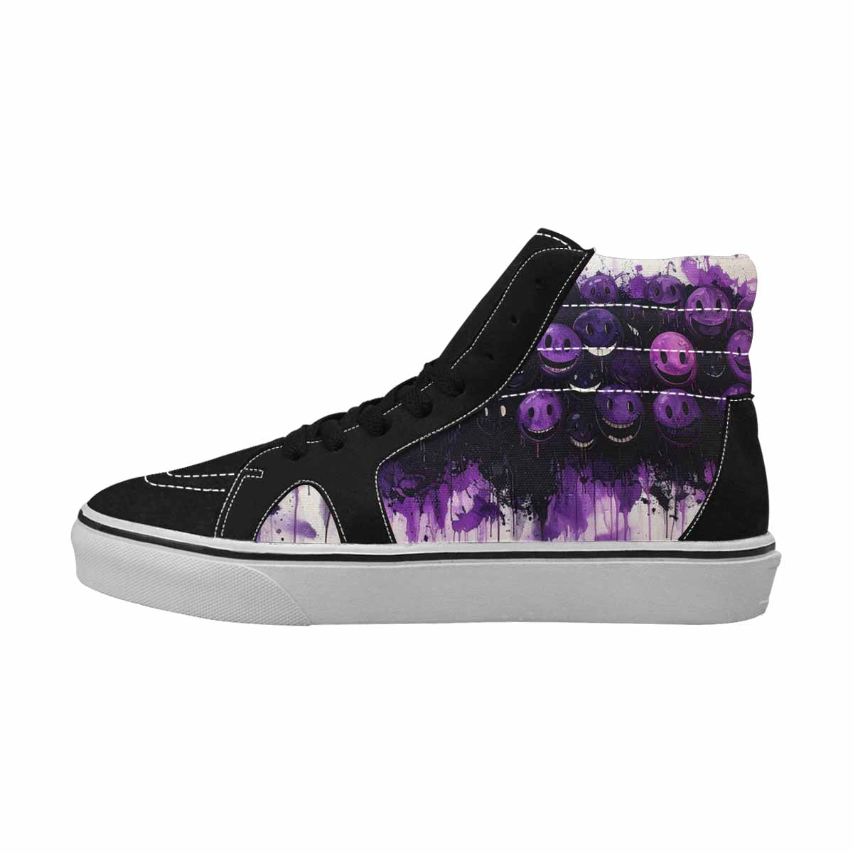 MEN'S Melting Moon Smiley High Top Canvas Grunge Custom Shoes