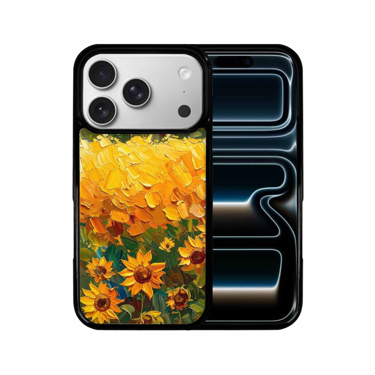 iPhone 17 Pro Case — Impressionist Sunflower Brushstroke Pattern Hundreds Floral, Original Design Phone Case