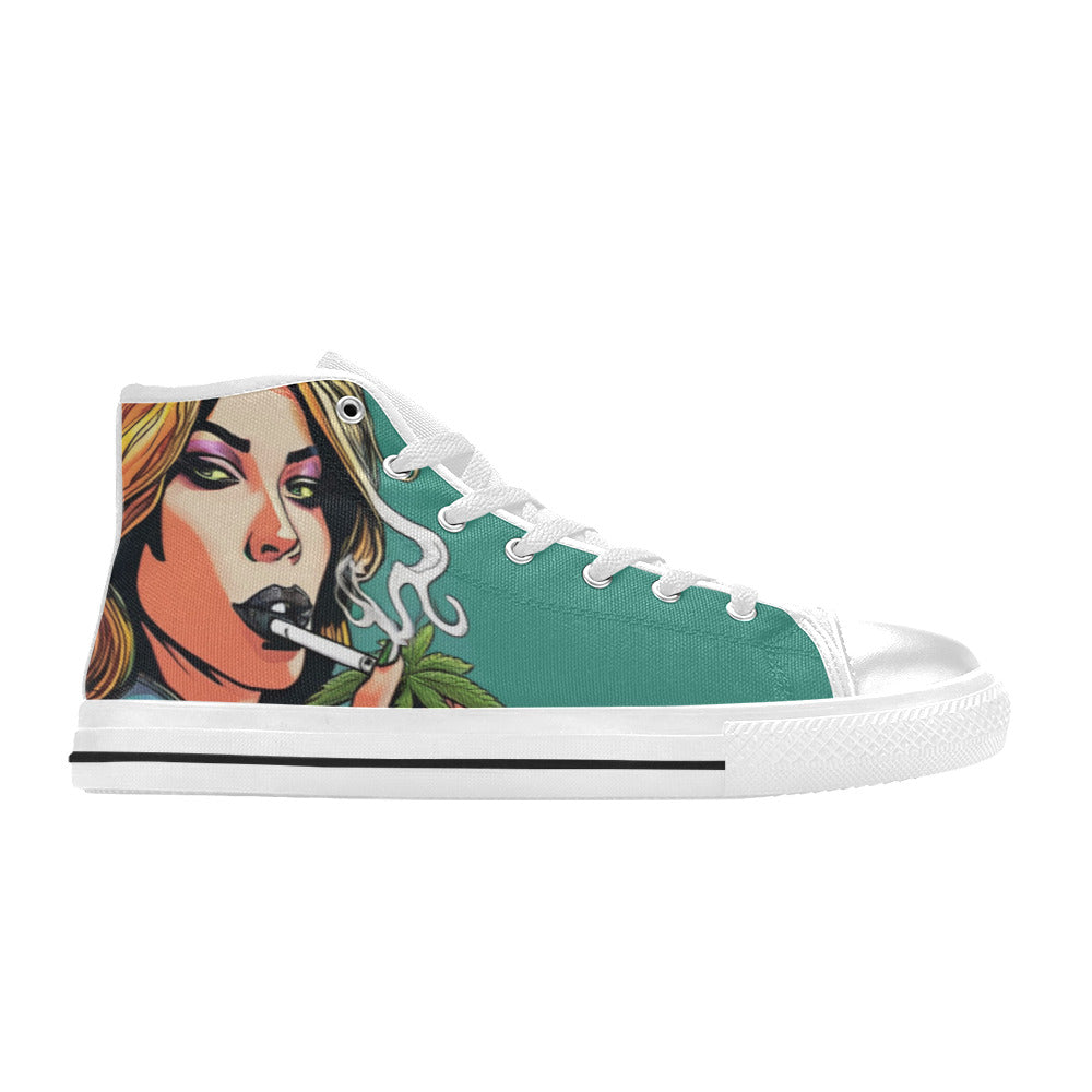 WOMEN'S Comic Book Art Woman High Top Canvas Cottagecore Shoes